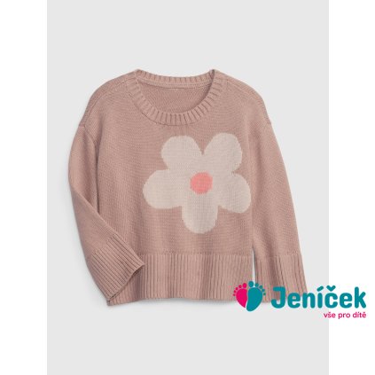Baby svetr s květinou Růžová