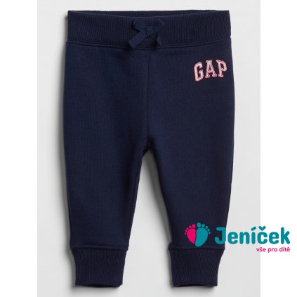 Dětské tepláky fleece GAP logo Tmavě modrá