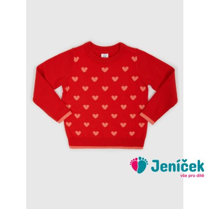 Baby svetr vzor srdce Červená