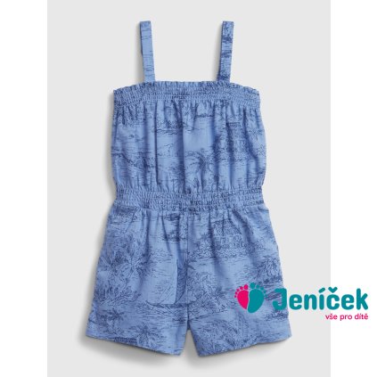 Baby lněný vzorovaný overal Modrá