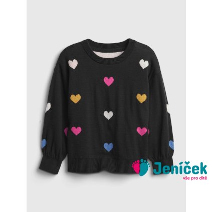 Baby svetr se srdíčky Černá