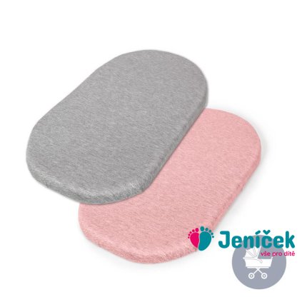 CEBA Prostěradlo do kočárku 73-80x30-37 cm 2 ks Light Grey+Pink