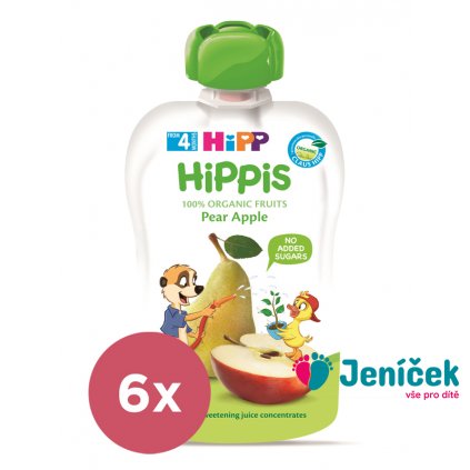 6x HiPP BIO Hippis Hruška-Jablko od uk. 4.-6. měsíce, 100 g