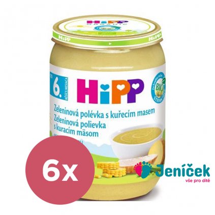 6x HIPP BIO zeleninová polévka s kuřecím masem (190 g) – maso-zeleninový příkrm
