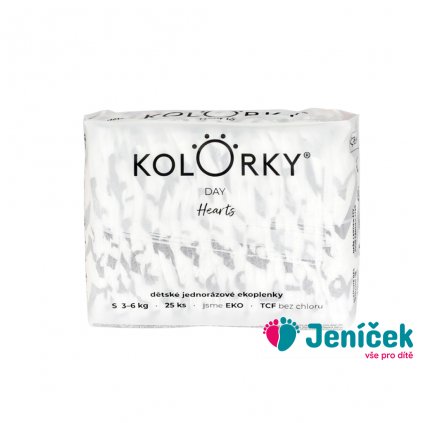 KOLORKY DAY Pleny jednorázové eko, srdce S (3-6 kg) 25 ks