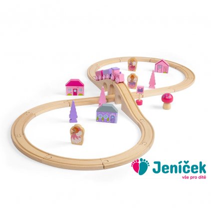 Bigjigs Rail Dřevěná vláčkodráha osmička pro princezny 35 dílů