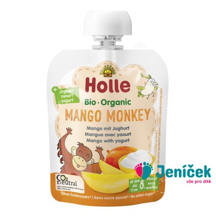 HOLLE BIO Mango monkey - dětské ovocné pyré s jogurtem 85 g