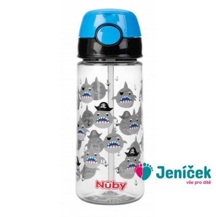 NUBY Láhev sportovní netekoucí s brčkem 530 ml, modrá, 4+