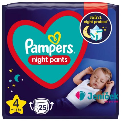 PAMPERS Night Pants Kalhotky plenkové jednorázové 4 (9-15 kg) 25 ks