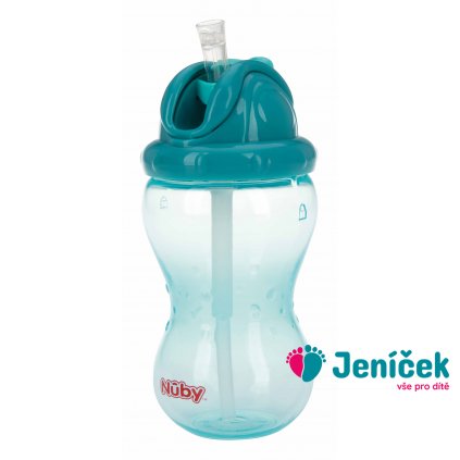 NUBY Hrneček netekoucí se sklápěcím brčkem a 360 ml, 12 m+ zelený