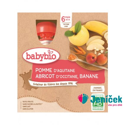 BABYBIO Kapsička jablko meruňka banán 4x 90 g