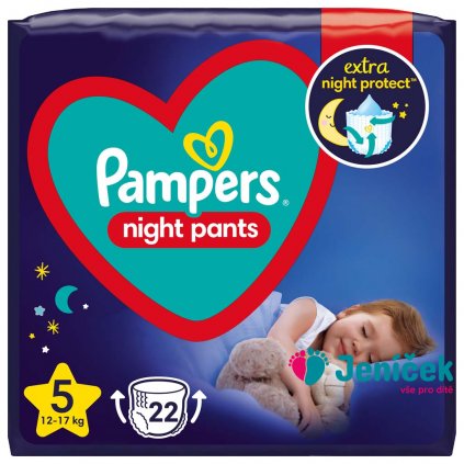 PAMPERS Night Pants Kalhotky plenkové jednorázové 5 (12-17 kg) 22 ks