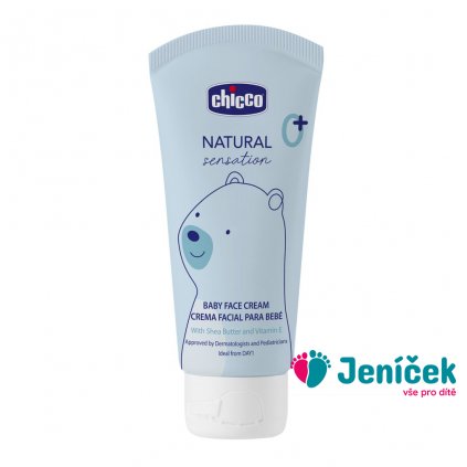 CHICCO Krém na dětskou tvář Natural Sensation s bambuckým máslem a vitaminem E 50ml, 0m+