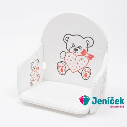 Vložka do dřevěných jídelních židliček typu New Baby Victory bílá medvídek srdíčko