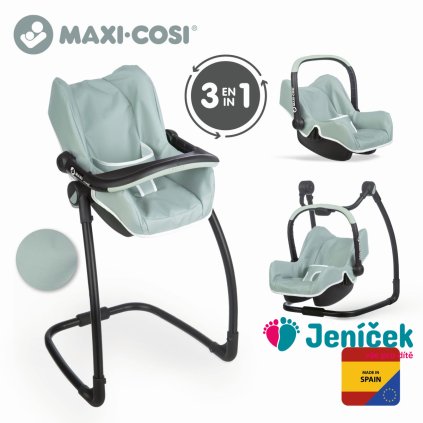 3v1 Autosedačka a židlička Maxi Cosi zelenošedá pro panenky