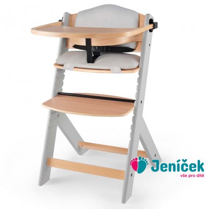 KINDERKRAFT Židlička jídelní Enock s polstrováním Grey wooden, Premium