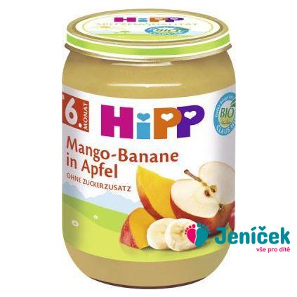 HiPP BIO Jablko s mangem a banány, 190 g