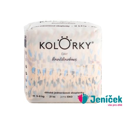 KOLORKY DAY Pleny jednorázové eko, déšť&duhy M (5-8 kg) 21 ks