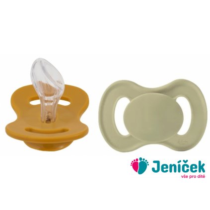 Šidítko, dudlík ortodontický silikon, 2ks, Lullaby Planet, 0-6m, oliva/hořčice