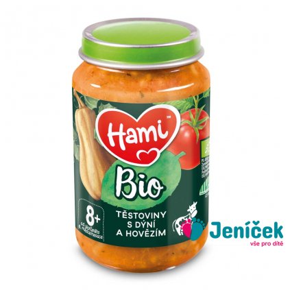 HAMI Příkrm masozeleninový Těstoviny s dýní a hovězím BIO 190 g, 8m+