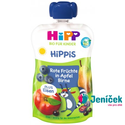 HiPP BIO HiPPiS Jablko-Hruška-Červené ovoce + železo od uk. 1. roku, 100 g