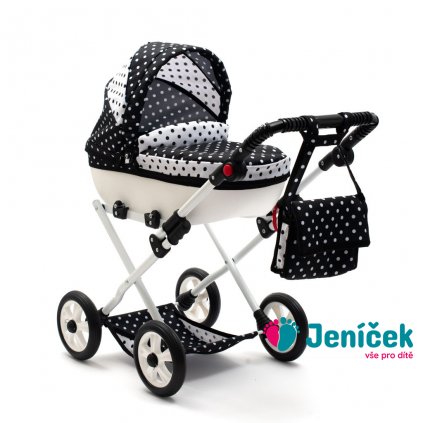 Dětský kočárek pro panenky New Baby COMFORT bílo-černý