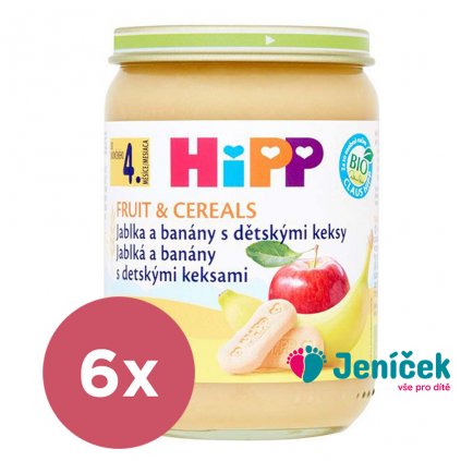 6x HiPP BIO Jablka a banány s dětskými keksy 190 g