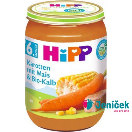 HiPP BIO Mrkev s kukuřicí a BIO telecím masem 190 g, 6m+