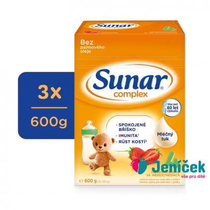 3x SUNAR Complex 4 Mléko kojenecké jahoda 600 g