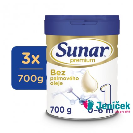 3x SUNAR Premium 1 Mléko počáteční 700 g