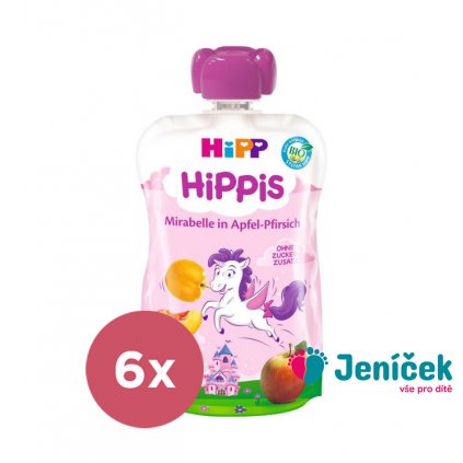 6x HiPP BIO HiPPiS Jablko, Broskev, Mirabelka (12m+) 100 g