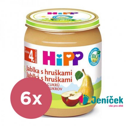 6x HiPP BIO Jablka s hruškami 125 g, 4m+