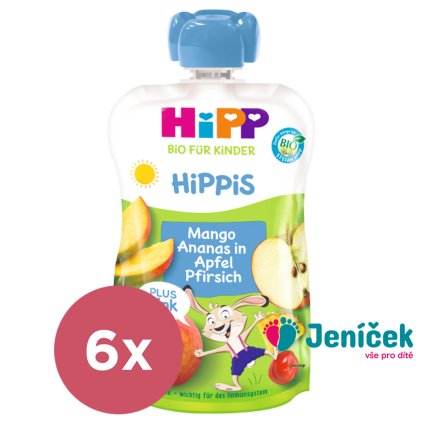 6x HiPP BIO Jablko-Broskev-Mango-Ananas + zinek od uk. 1. roku, 100 g