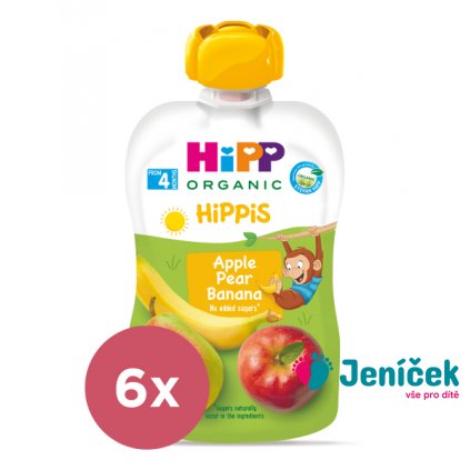 6x HiPP HiPPiS BIO 100% ovoce Jablko-Hruška-Banán 100 g