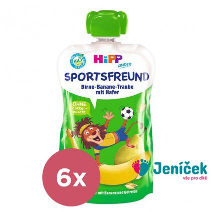 6x HiPP BIO Sport Hruška-Banán-Bílé hrozno-Oves 120 g