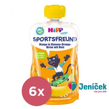 6x HiPP BIO Sport Hruška-Pomeranč-Mango-Banán-Rýže 120 g