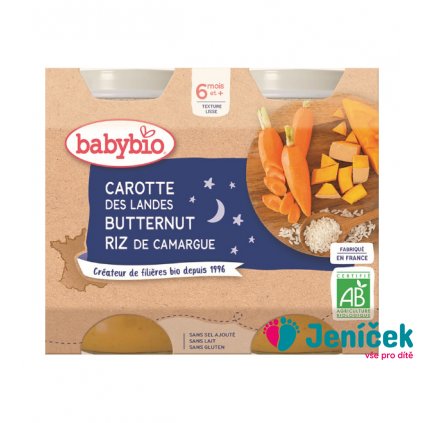 BABYBIO Večerní menu mrkev dýně rýže 2x 200 g