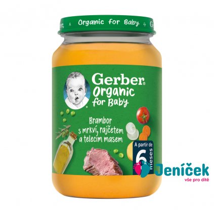 GERBER Organic dětský příkrm zelenina s telecím masem 190 g​