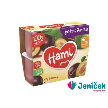 HAMI 100 % ovoce švestka a jablko (4 x 100 g) - ovocný příkrm