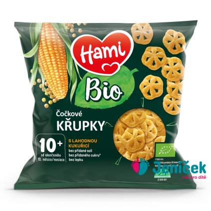 HAMI BIO Křupky čočkové s lahodnou kukuřicí 20 g, 10+