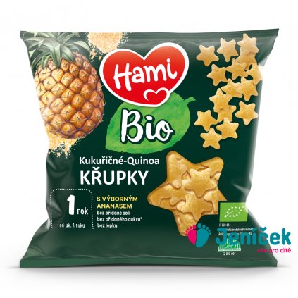 HAMI BIO Křupky kukuřičné-quinoa s výborným ananasem 20 g, 12+