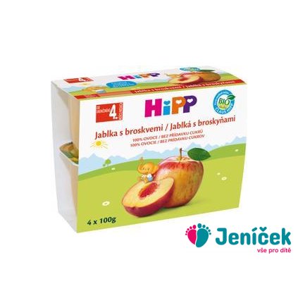 HiPP BIO Jablka s broskvemi (4x 100 g)