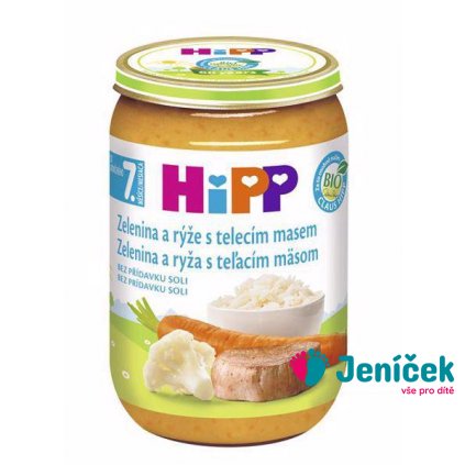 HiPP BIO zelenina s rýží a telecím masem 220 g