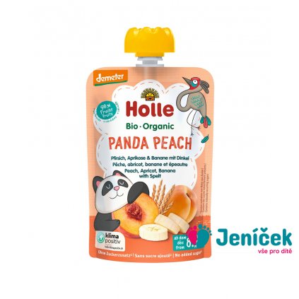 HOLLE Panda Peach Bio pyré broskev merunka banán špalda 100 g (8+)