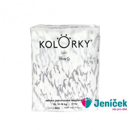 KOLORKY DAY Pleny jednorázové eko, srdce XL (12-16 kg) 17 ks