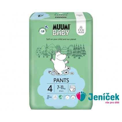 MUUMI Baby Pants 4 Maxi 7-11 kg (40 ks), kalhotkové eko pleny