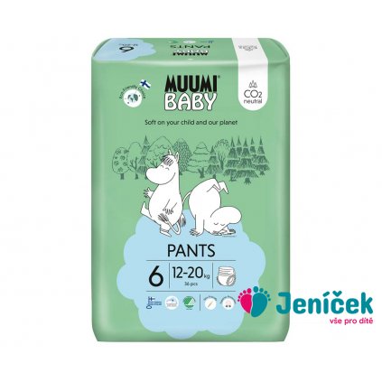 MUUMI Baby Pants 6 Junior 12-20 kg (36 ks), kalhotkové eko pleny