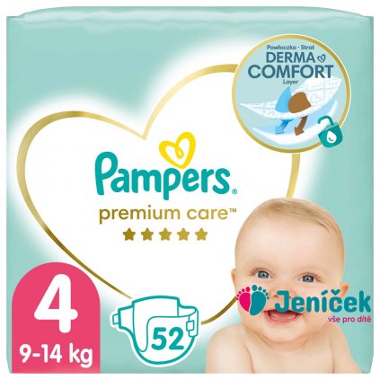 PAMPERS Premium Care Pleny jednorázové 4 (9-14 kg) 52 ks