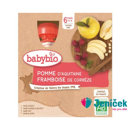 BABYBIO Jablko malina 4x 90 g