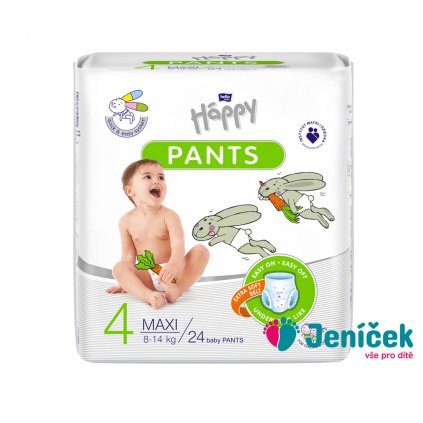 BELLA HAPPY Pants Kalhotky plenkové jednorázové 4 Maxi (8-14 kg) 24 ks